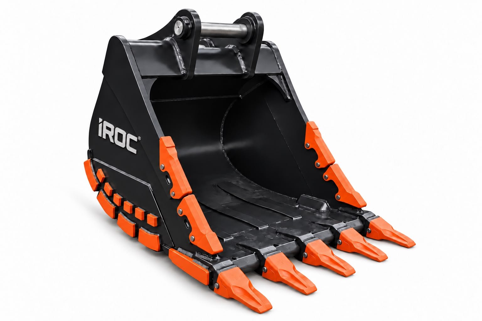 כף חפירה IROC שחורה עם שיניים כתומות